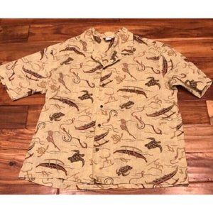 Vintage CT Hawaii Fashions Sea Turtle Short Sleeve Hawaiian Camp Shirt XL